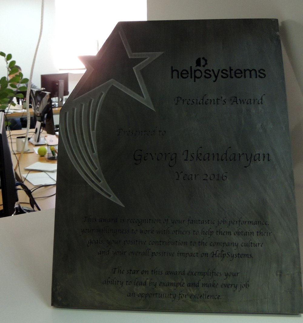 HelpSystems խմբի կողմից տրամադրված հեղինակավոր մրցանակ