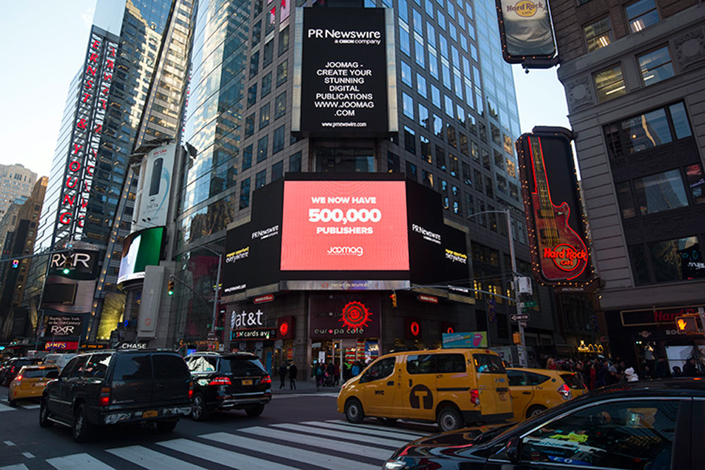Joomag Armenia-ի գովազդը Նյու Յորքի հանրահայտ Times Square-ում